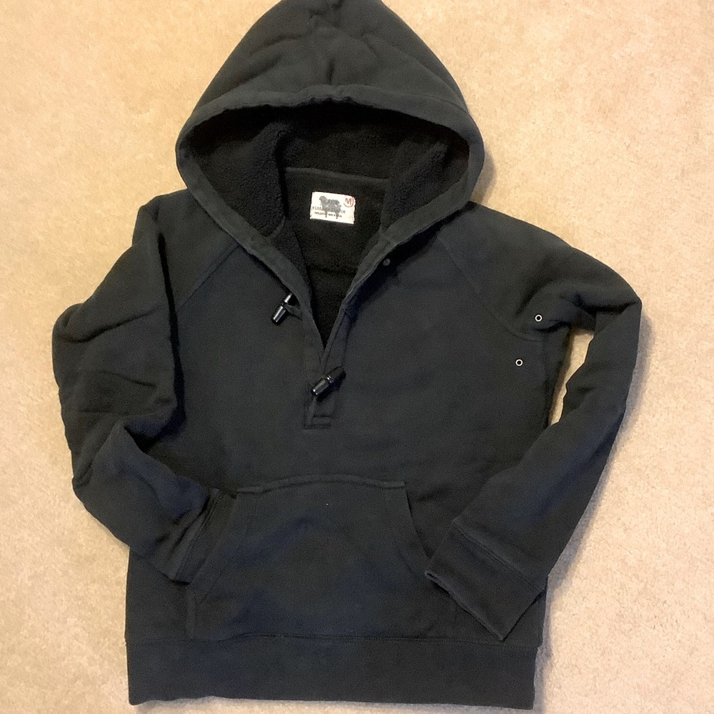 Jcrew Vintage Black Fleece Lined Hooded Sweatshirt